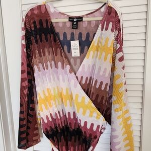 Ashley Stewart Pleated and Textured Dress - Multicolor